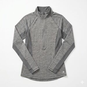Athleta Quarter Zip Pullover Women's Small Gray Heathered Stretch sz S